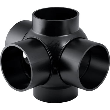 PEH grenrør 88,5/90° Geberit 110/110 mm 3-grene sort - 1