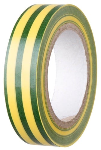 Isolerbånd vinyl 15 mm x 10 m gul/grøn - 1