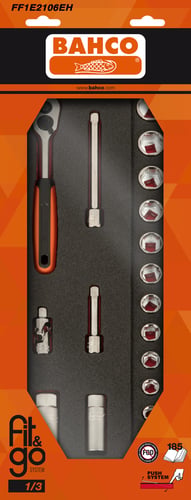 Bahco fit&go 3/8" topnøglesæt 18 dele - 1