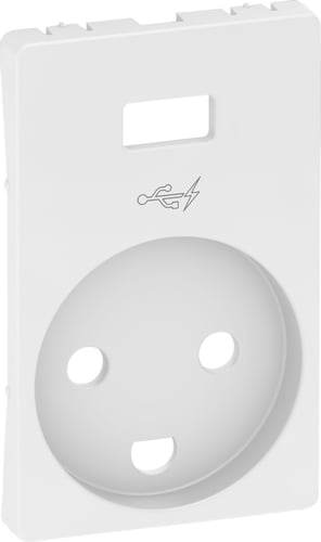 LK FUGA afdækning for stikkontakt 2-polet + DK jord med 5V USB lader lysegrå - 1