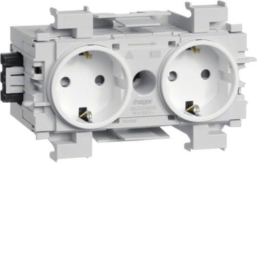 Stikkontakt Ecoline 2xSchuko for frontmontage RAL9016 - 1