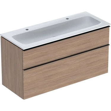Geberit Icon møbelpakke 1200 x 480 x 630 mm 2 skuffer eg natur porcelæn melamin træstruktur - 1