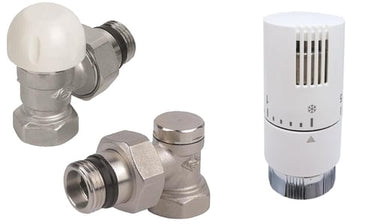 KRISS Skandi Rum termostatventilsæt 1/2" V/L fremløb valgfrit forniklet/hvid (RAL9016) - 1