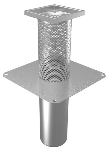 BLÜCHER tagafløb til selvfald med perforeret overdel til tagpap 400 x 400 mm Ø160 mm - 1