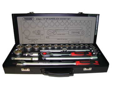 Topnøglesæt Tecos 1/2" T-1224M 24 dele Superlock - 1