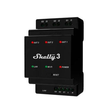 Shelly Pro 3 - WiFI relæ 3 kanaler/faser med potentialfrit kontaktsæt - 1