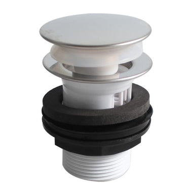 Bundventil med stor prop push-open 1 1/4" forkromet plastik - 1