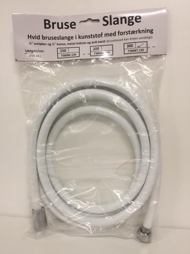 Bruserslange 3000 mm hvid - 1
