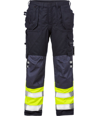 Fristads Flamestat Hi-Vis håndværker bukser kl.1 2074 Gul/Marine str C46 - 1