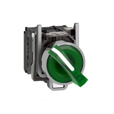 Harmony drejeafbryder komplet med LED og 2 faste positioner i grøn 230-240VAC 1xNO+1xNC XB4BK123M5 - 1