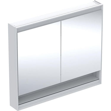 Geberit ONE spejlskab med underhylde og ComfortLight 2 låger væg 90 x 105 cm hvid/alu - 1