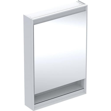 Geberit ONE spejlskab med underhylde og ComfortLight 1 låge hængsler venstre væg 90 x 60 cm hvid/alu - 1
