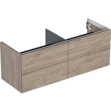 Geberit ONE underskab t/håndvask fire skuffer 1350 x 504 x 470 nød melamin - 1