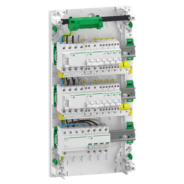 Færdigmonteret Resi9 XP PW gruppetavle 3 rækker 13M: 1xAFB 1xSPD + 2xRCD + 1xC16A 1PN + 5xC10A 1PN 1xC16A 3PN + 1xC10A 3PN - 1