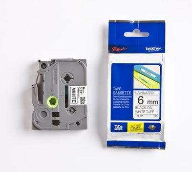 Brother TZeS tape 6mmx8m ekstra klæbende sort/hvid - 1