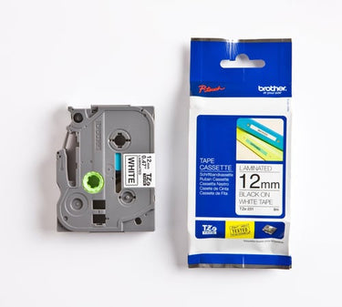 Brother TZeS tape12mmx8m ekstra klæbende sort/hvid - 1