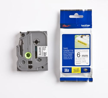 Brother TZe tape 6mmx8m sort/hvid - 1