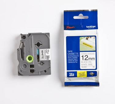 Brother TZe tape 12mmx8m sort/hvid - 1