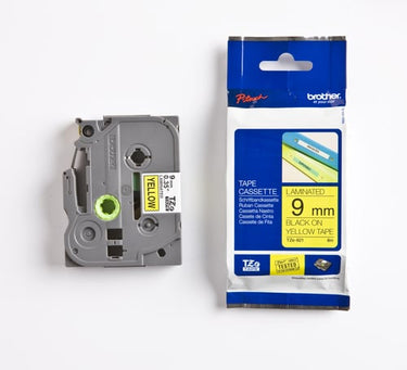 Brother TZe tape 9mmx8m sort/gul - 1