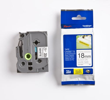 Brother TZeS tape 18mmx8m ekstra klæbende sort/hvid - 1