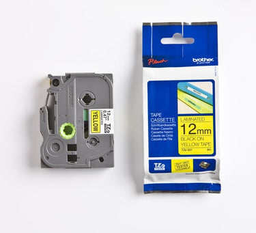 Brother TZe tape 12mmx8m sort/gul - 1