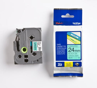 Brother TZe tape 24mmx8m sort/grøn - 1