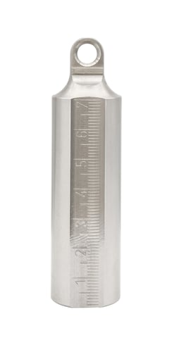 Rustfrit lod med mm/tomme gradering (Type SR) til tankbåndmål. Lod længde L=91 mm - 1