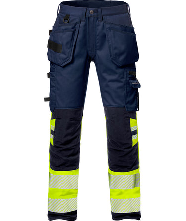 håndværker stretch bukser kl.1 Hi-Vis gul/marine str D96 - 1