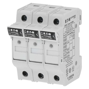 Sikrings holder LV 30 A AC 600 V 10 x 38 mm CC 3P UL indicating DIN rail mount - 1