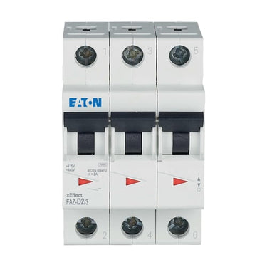 Automatsikring (MCB) D-karakteristik 2A 3-Pol 15kA 3-moduler UL1077 - 1