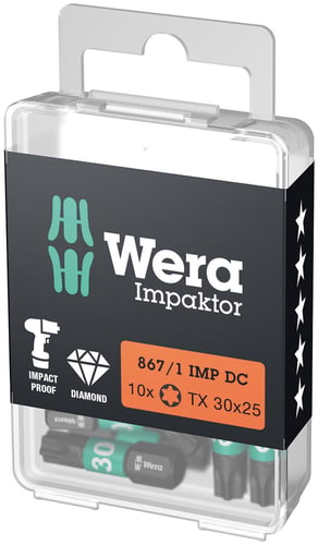 Wera bits 867/1 IMP DC Impaktor TX30 x 25 mm 10stk - 1