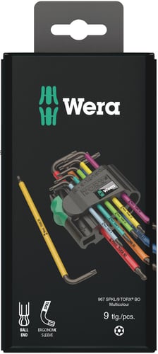 Wera stiftnøglesæt 967 SPKL/9 TORX BO Multicolour BlackLaser SB 9dele TX8-40 - 1