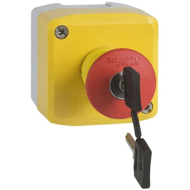 Nødstopbox Ø40 m/nøgle 1NO/2NC "NØDSTOP" - 1