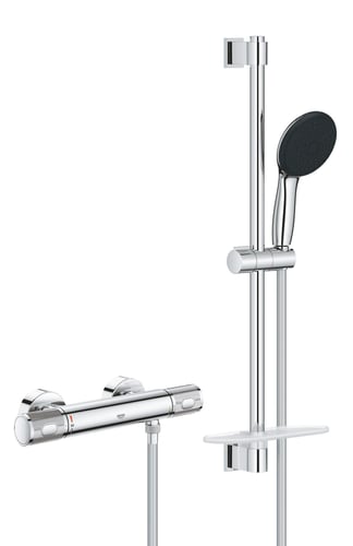 GROHE Precision Feel termostat + brusestangsæt 600mm krom - 1