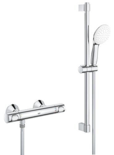 GROHE Grohtherm 500 termostat + brusestangsæt 600mm krom - 1