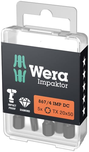 Wera 867/4 IMP DC Torx DIY Impaktor bits 20x50mm 5 stk - 1