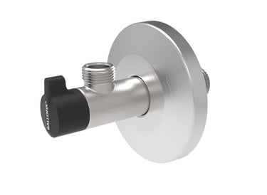 Broen Ballofix rustfri vinkelventil 1/2" x 3/8" med greb og roset - 1