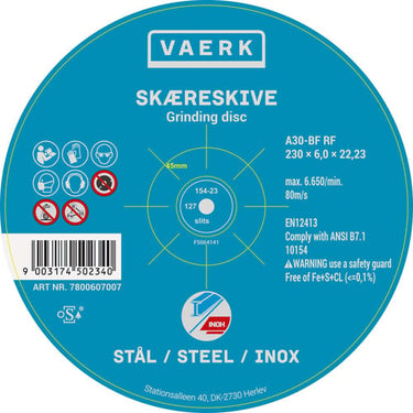 Skrubskive forsat 230x6x22 stål/stainless steel - 1