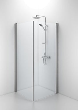 Space brusehjørne 900x900mm lige alu/klart med håndtagsprofil - 1