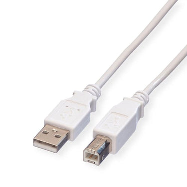USB 2.0 kabel A-B. han/han hvid 1,8m - 1