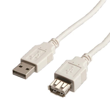USB 2.0 kabel A-A. han/hun hvid 1,8m - 1