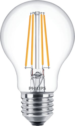 3+1 Promopak Philips LED Filament Standard Dæmpbar 8-60W A60 E27 827 Klar - 1