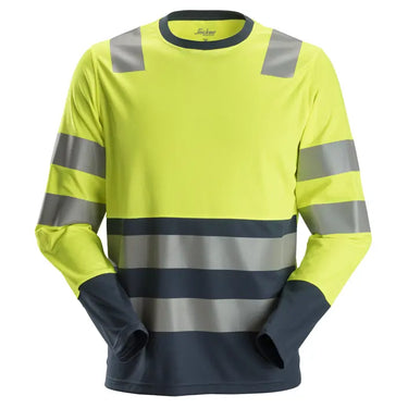 Snickers High-Vis langærmet T-shirt 2433 gul/navy klasse 2 str S - 1