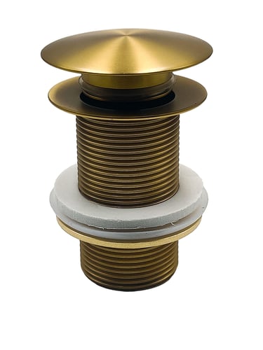 Bundventil push-up 1 1/4" u/overløb børstet messing - 1