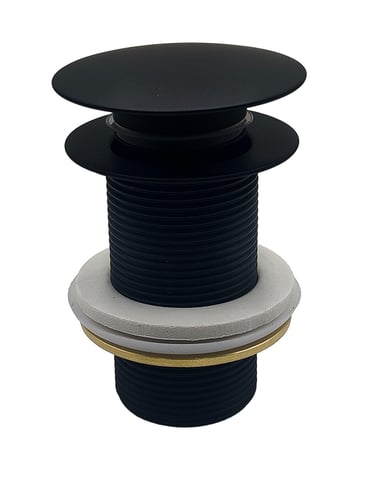 Bundventil push-up 1 1/4" u/overløb sort - 1