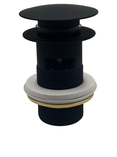 Bundventil push-up 1 1/4" m/overløb sort - 1