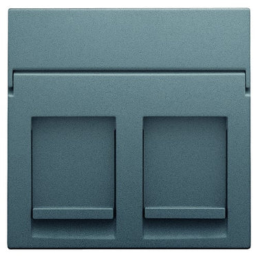 Afdækning til dataudtag 2xRJ45 steel greu coated - 1