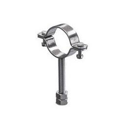 Rørholder af fladstål med gevind poleret EN 1.4301 304 med bolte og møtrikker 25x3mm M6x20 M12x85mm 4" 101,6mm - 1