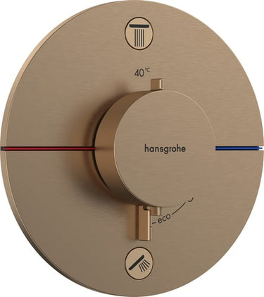 hansgrohe ShowerSelect Comfort S termostatarmatur til indbygning med afspærring til 2 udtag børstet bronze PVD - 1