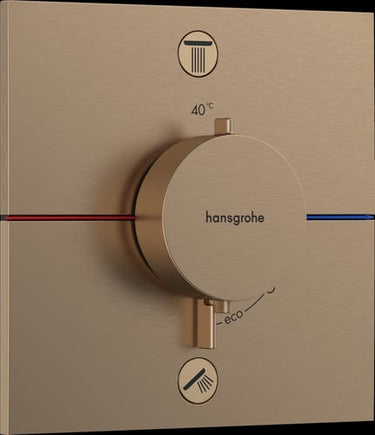 hansgrohe ShowerSelect Comfort E termostatarmatur til indbygning med afspærring til 2 udtag børstet bronze PVD - 1